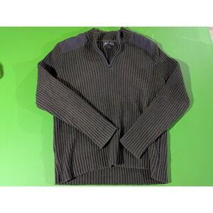 Eddie Bauer Heavy Ribbed Knit Sweater Wool Blend Forest Green Men's XL